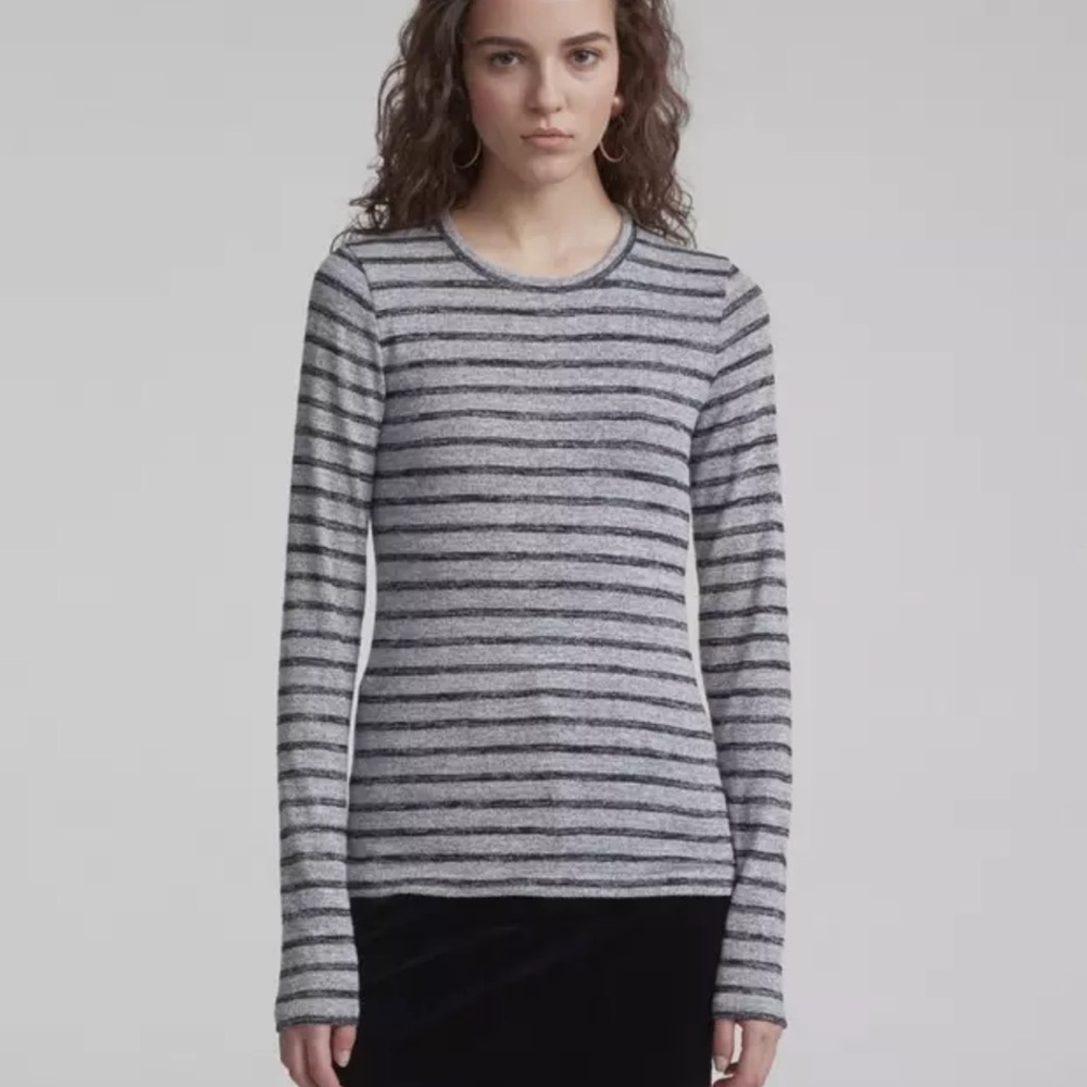 RAG & BONE Striped Slim Long sleeve Shirt in Heathered Grey Size Small NWT
